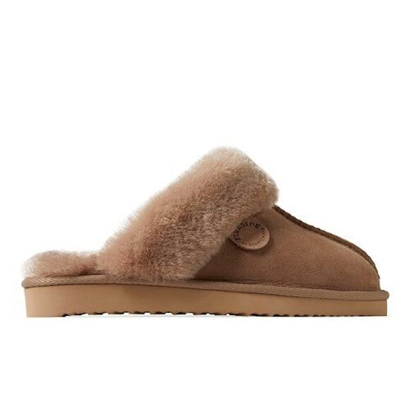 Dearfoams Women's Fireside Sydney Genuine Shearling ScuffSlipper, Brown Size 10M - Picture 2 of 4